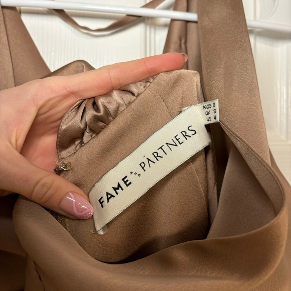 Fame & Partners Brown Cowl Neck Libra Dress - Picture 4 of 11